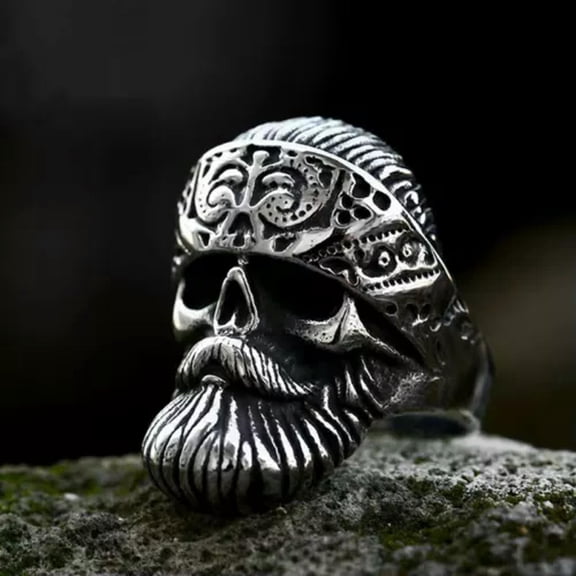 MATROOY Vintage Stainless Steel Gothic Skull Captain America Ring Gothic Biker Cocktail-10