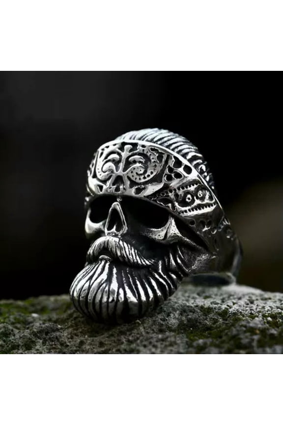 Vintage Stainless Steel Gothic Skull Captain America Ring Gothic Biker Cocktail-13