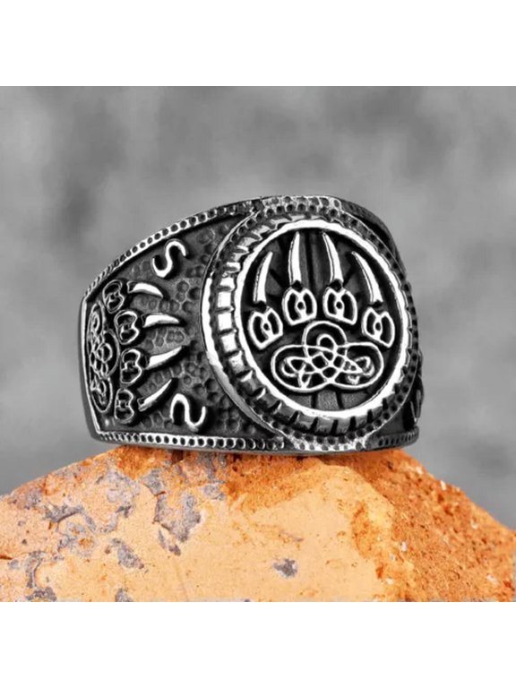 Vintage Viking Bear Warrior Claw Ring Men's Stainless Steel Biker Punk Gothic-9