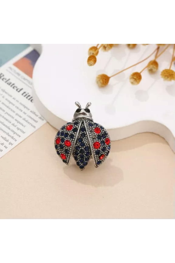 Wedding Pearl ladybug Crystal Insects Brooch Lapel Pin Women Fashion Jewelry New-#3