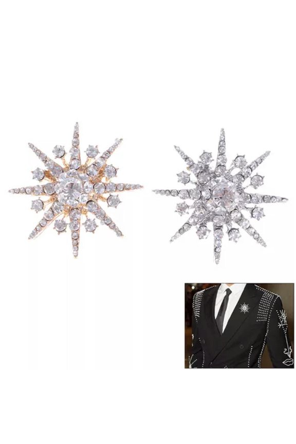 Wedding Silver Snowflake Diamante Brooch Rhinestone Crystal Broach Pin Xmas _tu-Silver