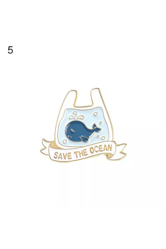 Whale Cartoon Enamel Pin Awareness Plastic Ocean Sea Animal Broach Lapel Pin--5