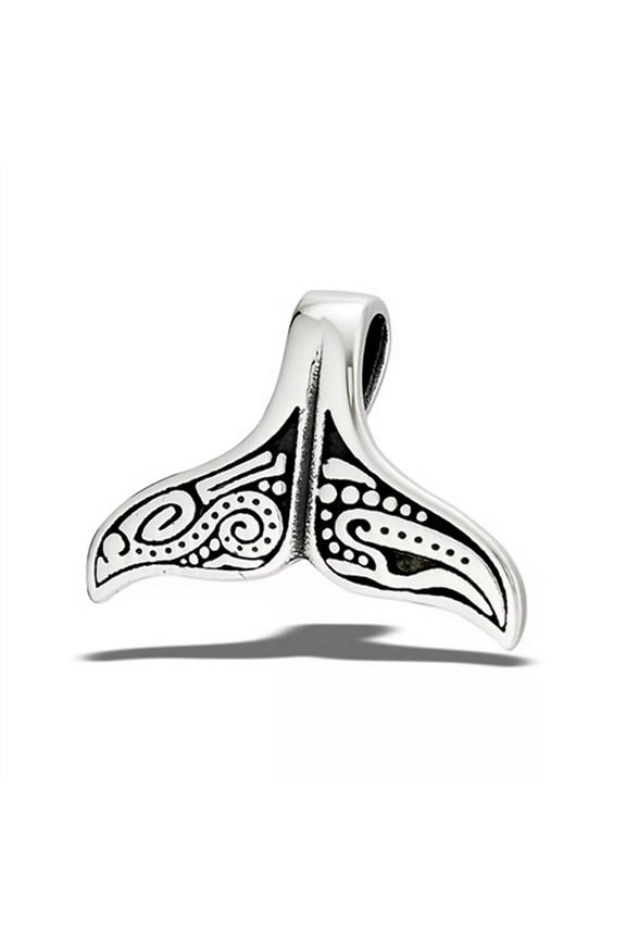 Whale Tail Necklace Mens Womens Silver Stainless Steel Nautical Beach Pendant