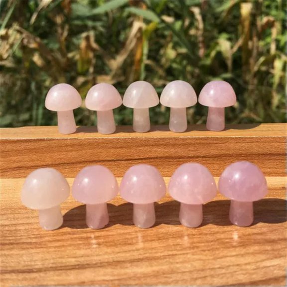 MATROOY Wholesale 100pcs 15MM+ Natural mushroom Quartz Crystal Carved Polishing Healing-rose crystal-100pcs