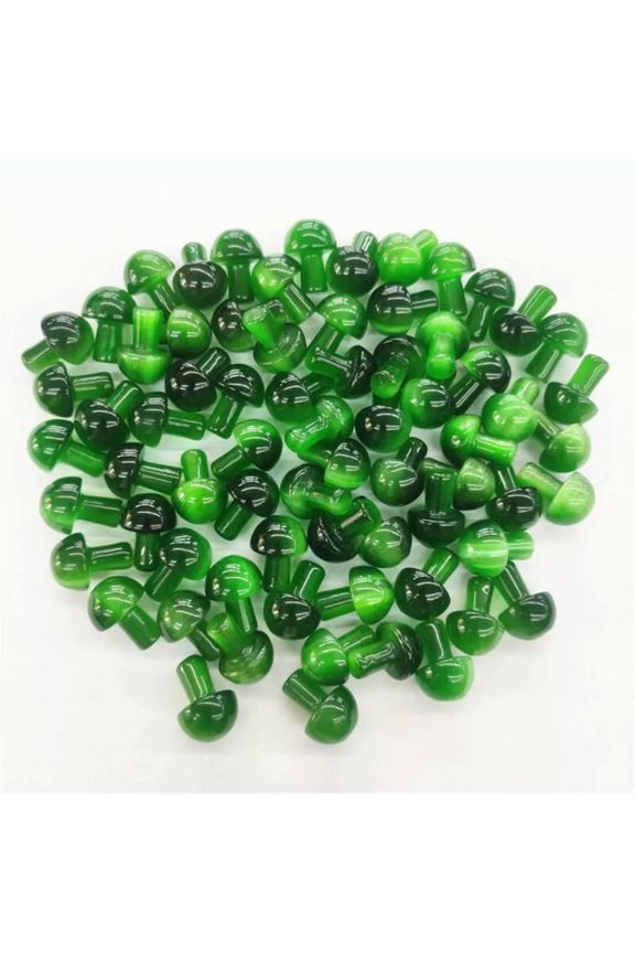 Wholesale 100pcs Mini Green Cat's Eye Stone Mushroom Hand Carved Crystal Healing