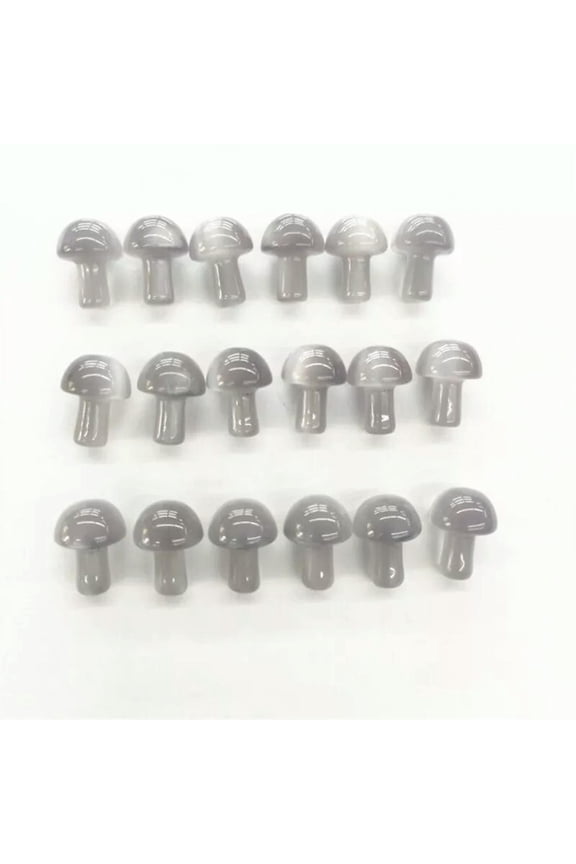 Wholesale 20pcs Mini Grey Cat's Eye Stone Mushroom Hand Carved Crystal Healing