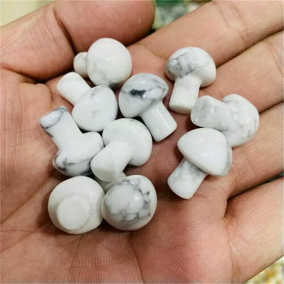 MATROOY Wholesale 20pcs Mini Natural Howlite Stone Mushroom Hand Carved Crystal Healing