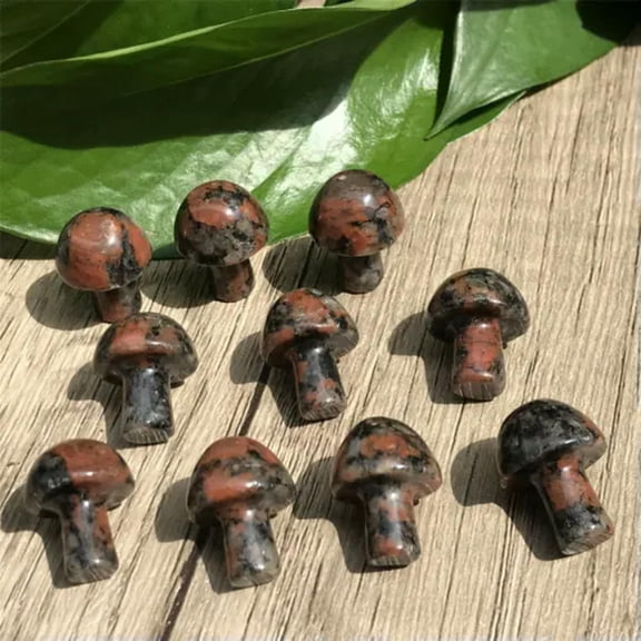 MATROOY Wholesale 20pcs Natural Red Spectrolite Mushroom Hand Carved Crystal Healing