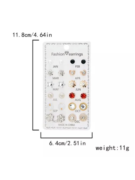 Wholesale 24 Pairs Rhinestone Crystal Plastic Pearl Earrings Studs Pin Jewelry-Wholesale Stud#3