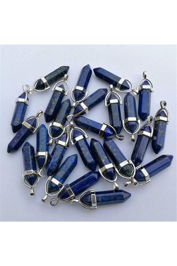 Wholesale 24pcs Natural Hexagonal Column Lapis Lazuli Pendant Pendant Bead