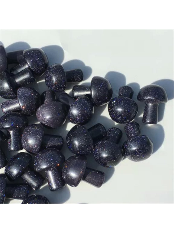 Wholesale 50pcs 15MM+ Natural mushroom Quartz Crystal Carved Polishing Healing-Blue Sand Stone-50pcs