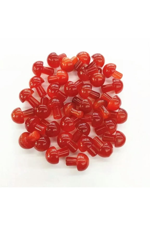 Wholesale 50pcs Mini Red Cat's Eye Stone Mushroom Hand Carved Crystal Healing
