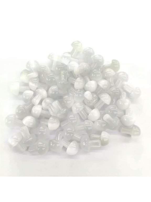 Wholesale 50pcs Mini White Cat's Eye Stone Mushroom Hand Carved Crystal Healing