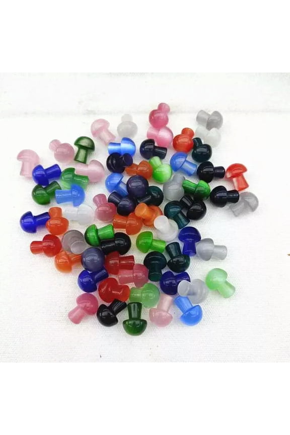 Wholesale 50pcs Mixed Mini Cat's Eye Stone Mushroom Hand Carved Healing
