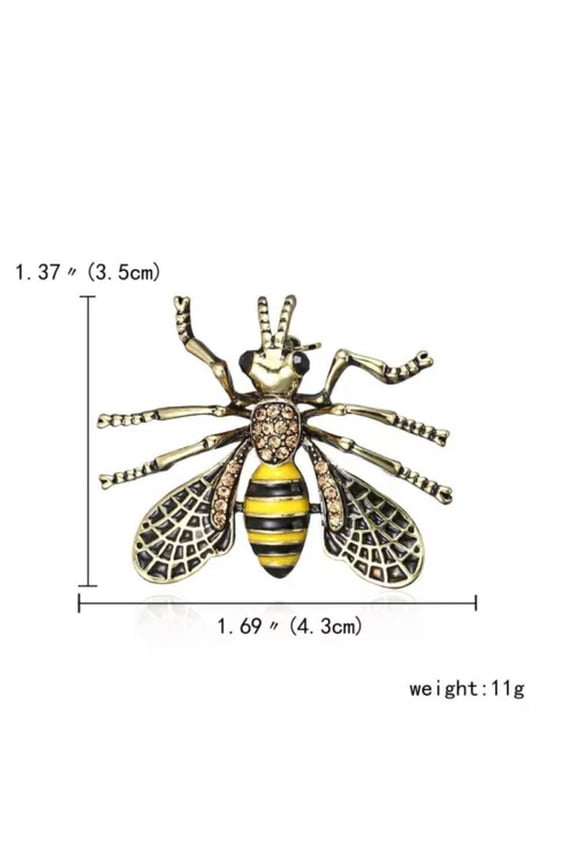 Wholesale Crystal Pearl Animal Brooch Pin Butterfly Bee Bird Women Jewellery-Bumblebee