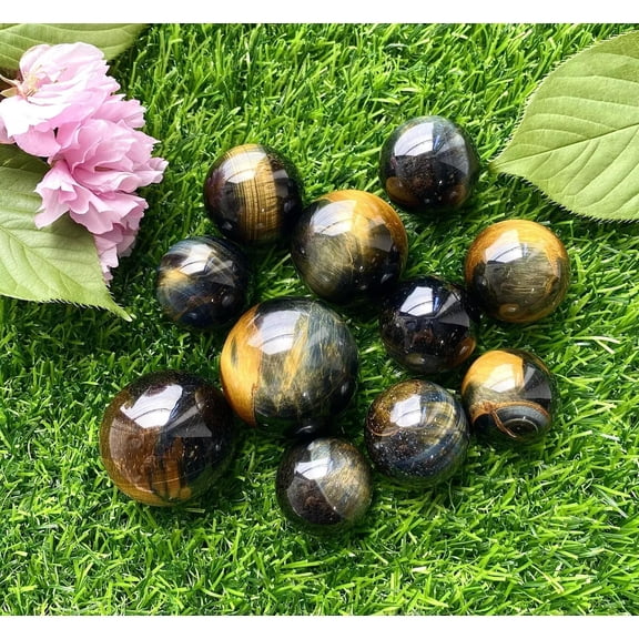 MATROOY Wholesale Lot 1 Lb Natural Blue Tiger Eye Spheres Crystal Ball Energy Healing