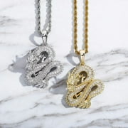 MATROOY Wholesale Men's Rhinestone Chinese Dragon Pendant Necklace Jewelry High Quality-Silver+Chain