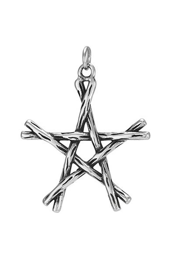 Wicca Star Pentagram Necklace Silver Stainless Steel Pagan Pentacle Pendant