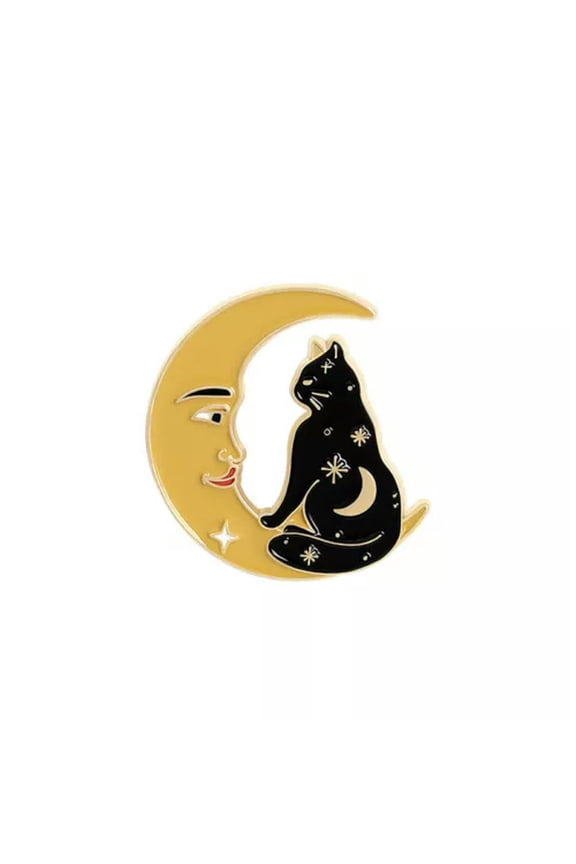 - Witch Cat Enamel Pin Moon Phase Wizard Brooch Bag Lapel Pin Witch Craft Badge~-6