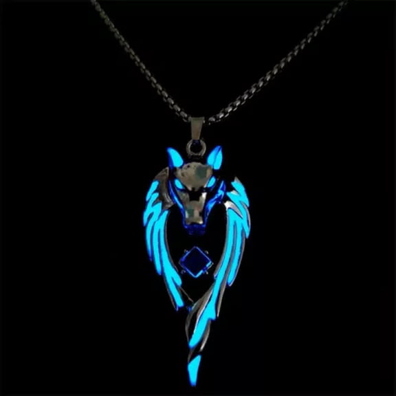 MATROOY Wolf Pendant Necklaces For Men Glow Domineering Animal Chain Glowing Necklac WY4-2