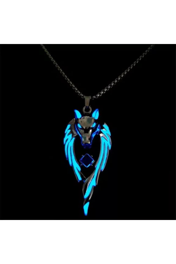 Wolf Pendant Necklaces For Men Glow Domineering Animal Chain Glowing Necklac WY4-2