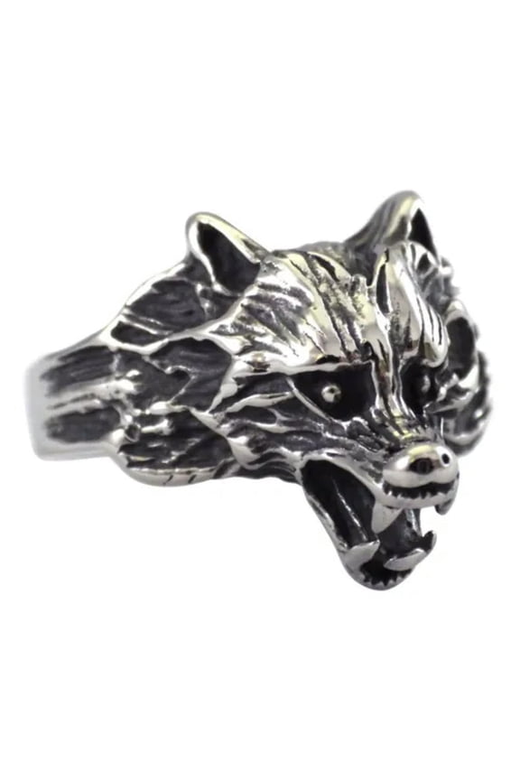 Wolf Ring Mens Silver Stainless Steel Wolverine Band Sizes 8-15 Wolves-12