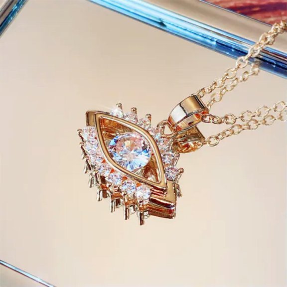 MATROOY Women 18k Yellow Gold Plated Jewelry Luxury Cubic Zirconia Necklaces Pendants-Gold