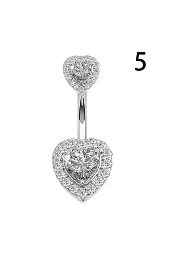 Stainless Steel Crystal Belly Button Ring Navel Barbell Body Piercing Jewelry-5