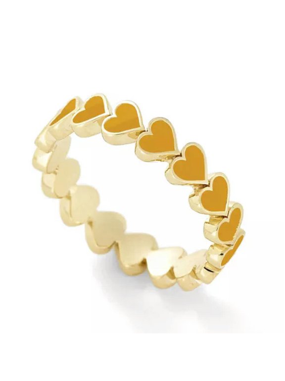 Women Creative Design Multicolor Peach Heart Metal Ring Fashion Ring Jewelry-Yellow-8
