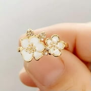 MATROOY Women Cute Flower 18k Yellow Gold Plated Rings Cubic Zirconia Jewelry Size 6-10-Gold-9
