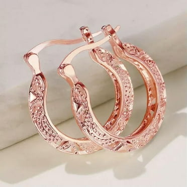 MATROOY Women Elegant 18k Yellow Gold Plated Hoop Earrings Anniversary Jewelry A Pair-Rose Gold