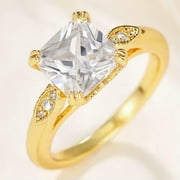 MATROOY Women Luxury 18k Yellow Gold Plated Rings Cubic Zirconia Jewelry Size 6-10-7-Gold