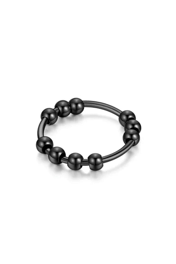 Women Men Fidget Anxiety Ring Stainless Steel Rotating Ring Spinner Band Ring -black-11