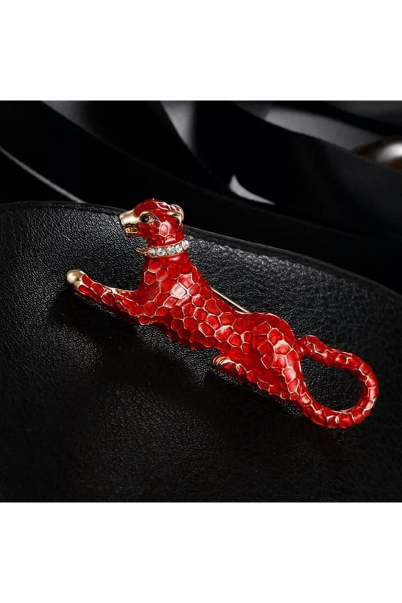 Women Personality Brooch Rhinestone Animal Brooches Leopard Breastpin
