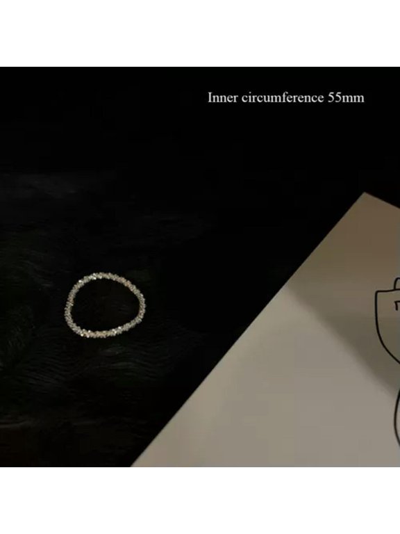 Women Simple Plain Bling Finger Ring Fashion Jewelry Temperament Small Ring-Silver2