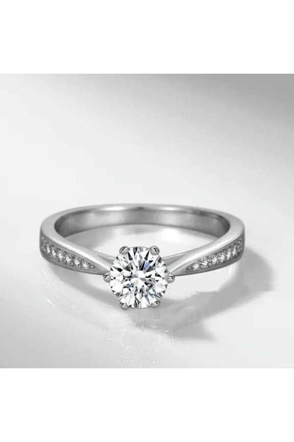Womens 925 Silver Crystal Rings 6mm Natural Zircon Engagement Rings-7