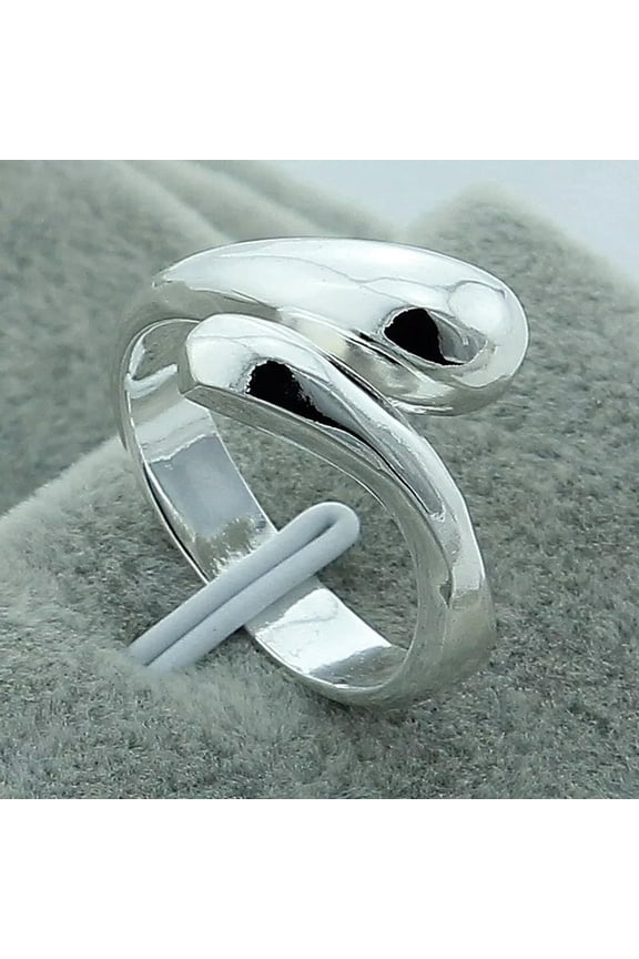 Womens 925 Silver Filled Water Drop Rings Open Adjustable Rings Size 7-8