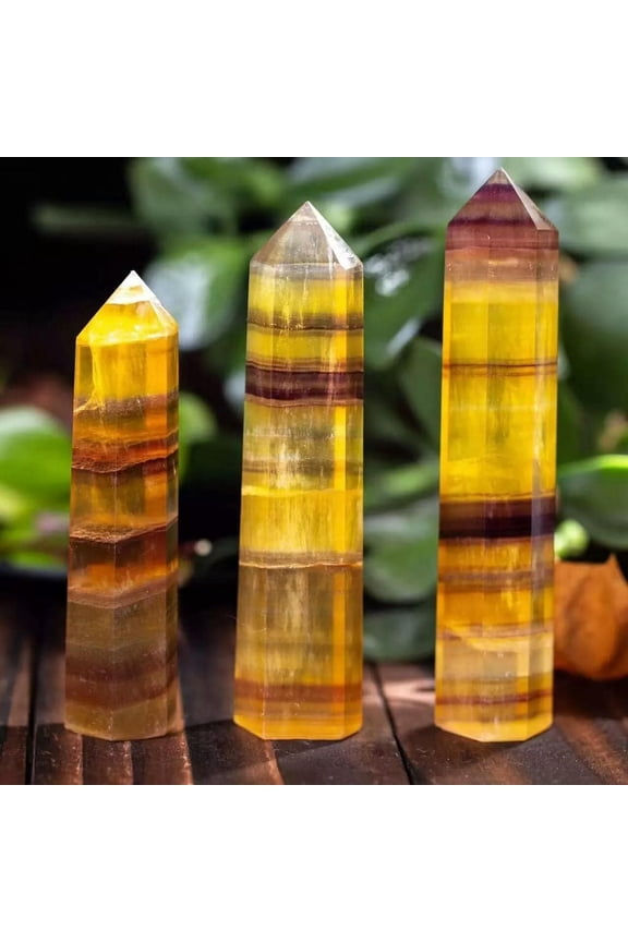 Yellow Fluorite Crystal Tower Healing Witch Obelisk Home Decor Christmas Gifts