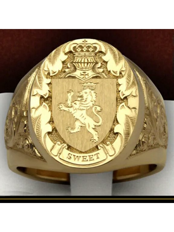 Yellow Gold Plated Hip Hop Rings Men Punk Cubic Zirconia Party Jewelry Size 6-13-#5-10