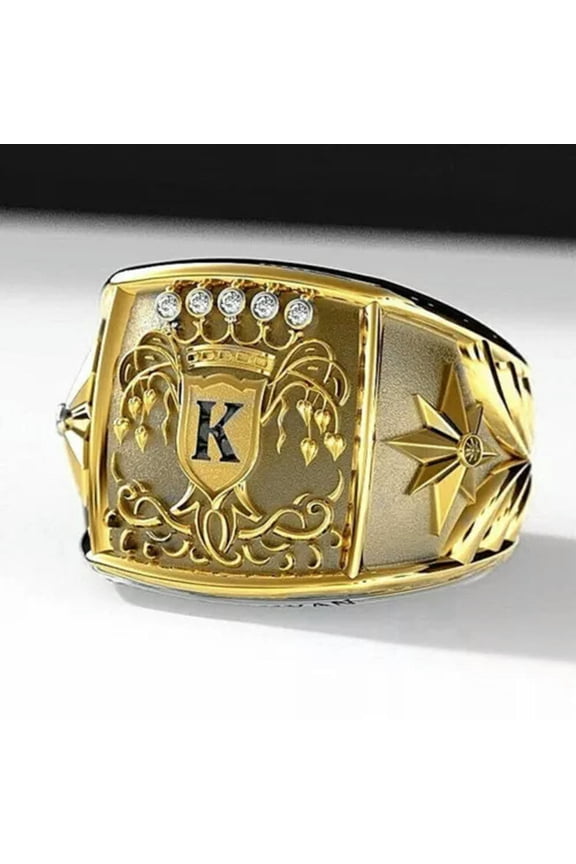 Yellow Gold Plated Hip Hop Rings Men Punk Cubic Zirconia Party Jewelry Size 6-13-#7-11