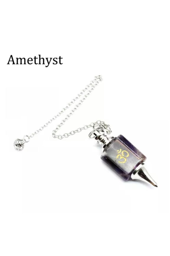 Yoga Runes Crystal Quartz Dowsing Pendulum Stone Healing Divination Meditation -Amethyst