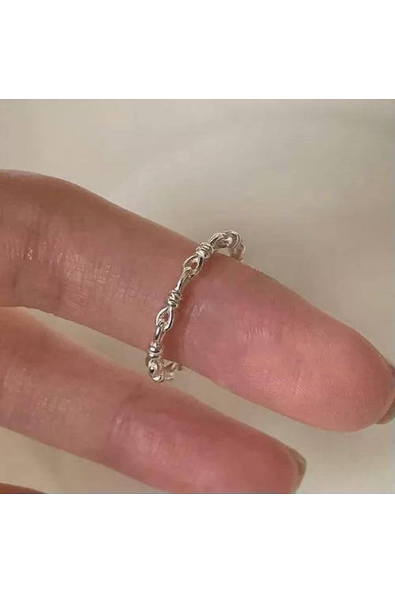 Zircon Chain Open Rings Adjustable Couple Rings Sparkling Zircon Bride Rings C-Silver B