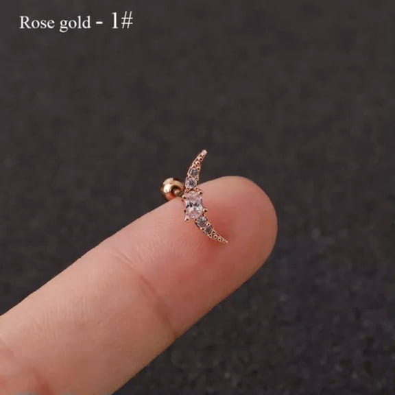 MATROOY Zircon Stone Cartilage Earring Conch Tragus Helix Cartilage Piercing Ear Stud/-rose gold1