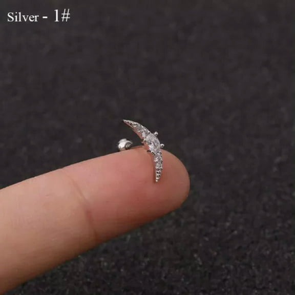 MATROOY Zircon Stone Cartilage Earring Conch Tragus Helix Cartilage Piercing Ear Stud/-silver1