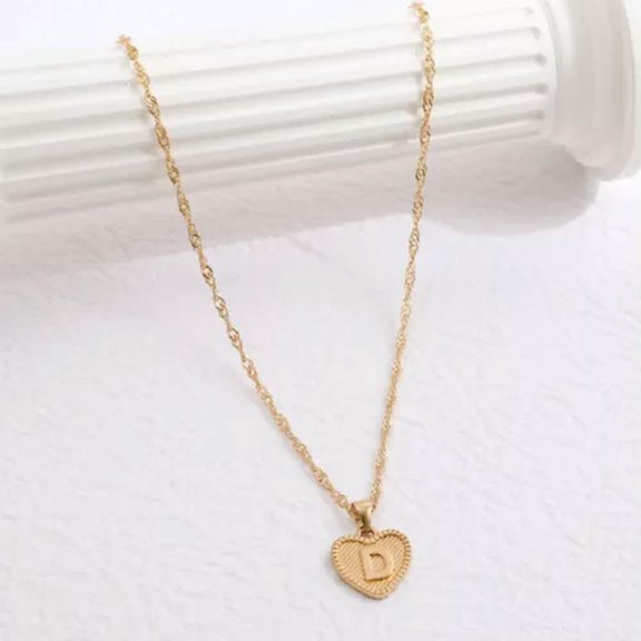 MATROOY wholesale 18K Gold Plated Heart 26 Letters Necklace Adjustable Elegant Women New-D