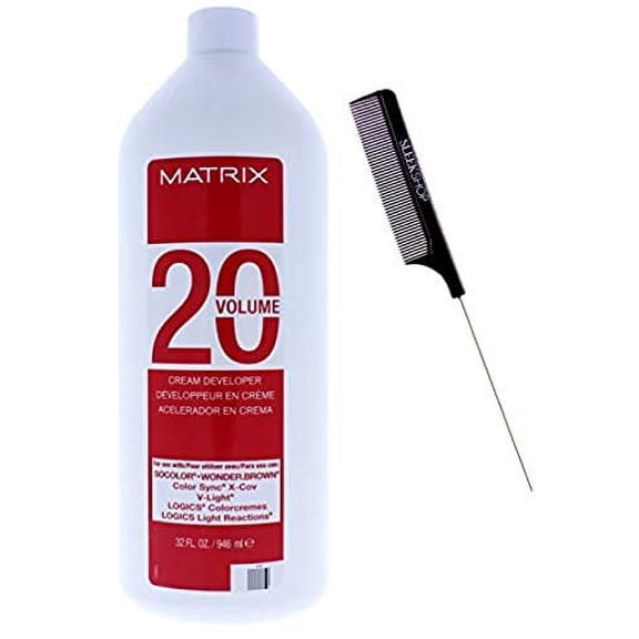 MATRlX Cream Hair Developer (w/Sleek Comb) Haircolor Dye Universal Creme Developer Peroxide Hair Color for SoColor, Color Sync, So Color (20 Volume / 6% - 32 ounce LITER LARGE)