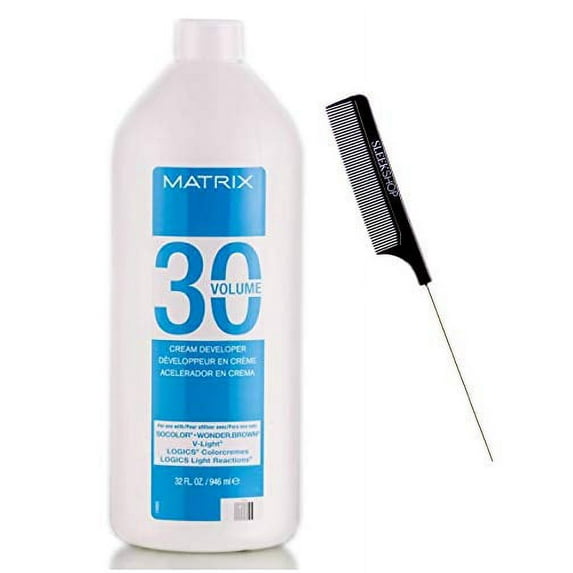 MATRlX Cream Hair Developer (w/Sleek Comb) Haircolor Dye Universal Creme Developer Peroxide Hair Color for SoColor, Color Sync, So Color (30 Volume / 9% - 32 oz LITER)