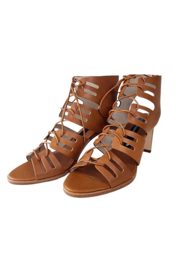 Women's Cognac Leather Miro Heel Pump, Brown, 7