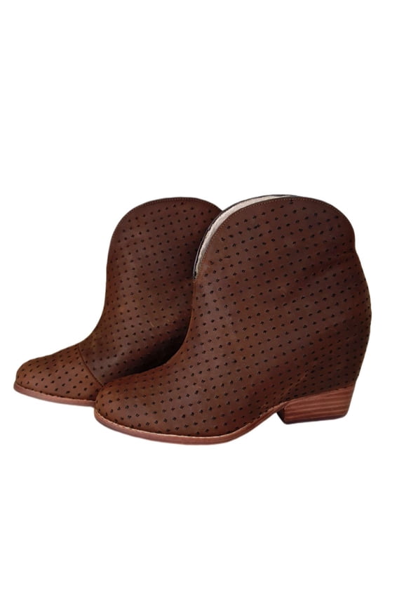 Women's Umber Oiled Leather Flores Booties, Brown, 6