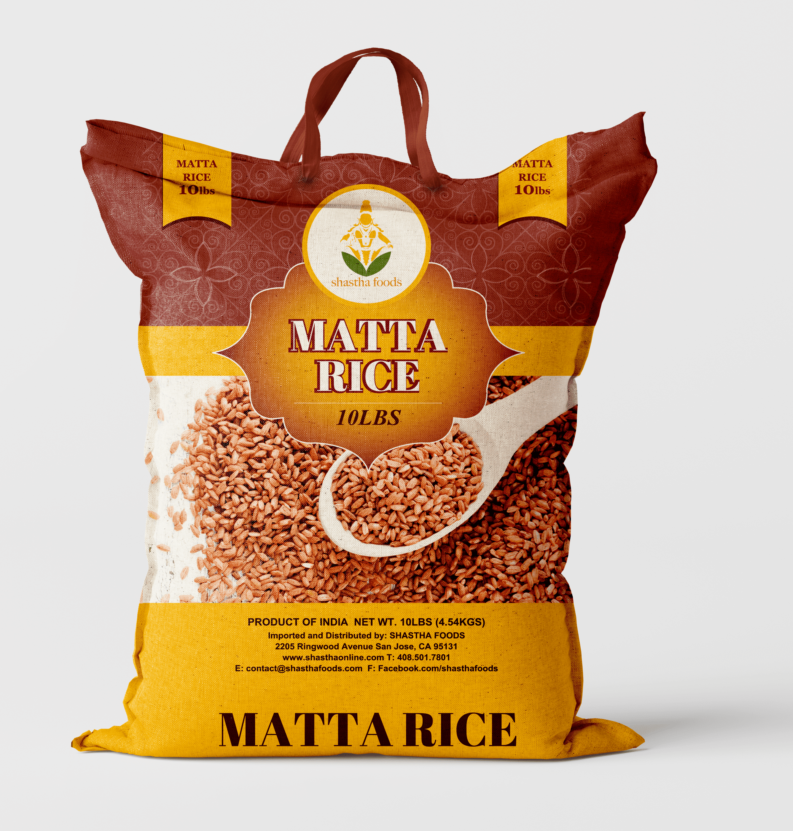 Shastha Foods Matta Rice Rose Matta Red Rice, 10 lbs (4.54 Kgs) pack of 1, Natural Flavor, Gluten Free